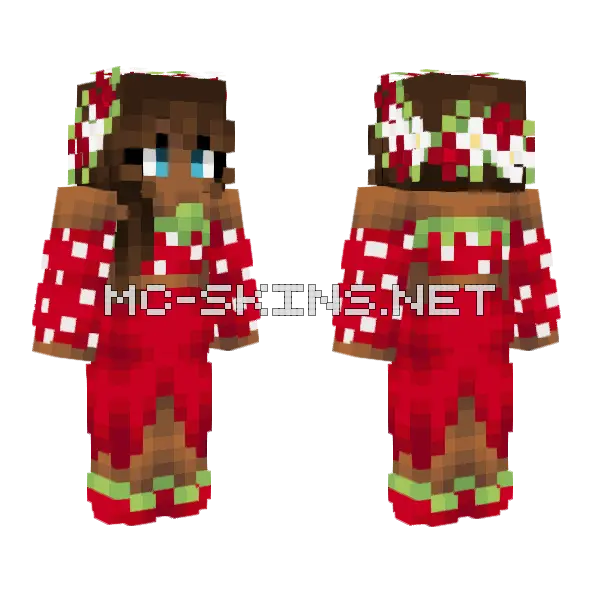 Sweet Strawberry Girl Minecraft skin, front and back