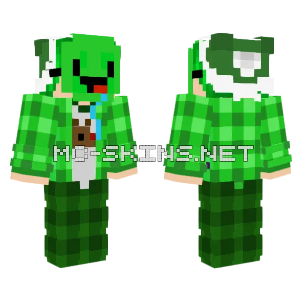 Swiateczny Zelenikk Minecraft skin, front and back