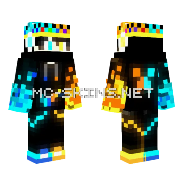 Swiftcatgaming God of Fire Ice Minecraft skin, front and back