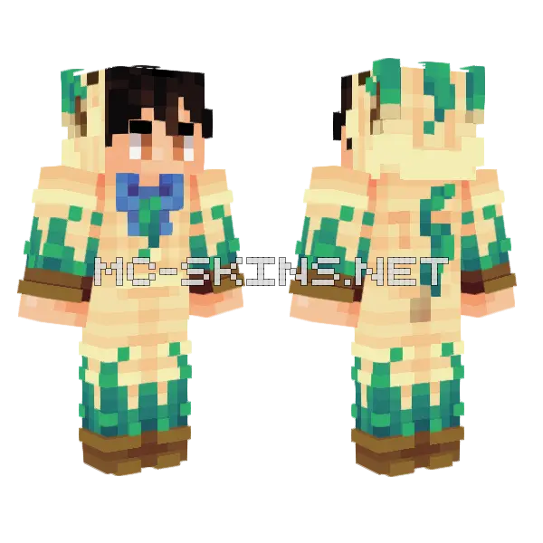 Sykkuno Blue Bandits Block Wars Minecraft skin, front and back