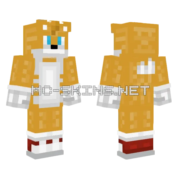 Tails Minecraft skin, front and back