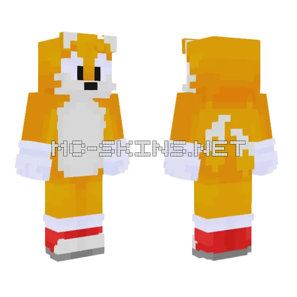 Tails Sonic 2 Minecraft skin, front and back