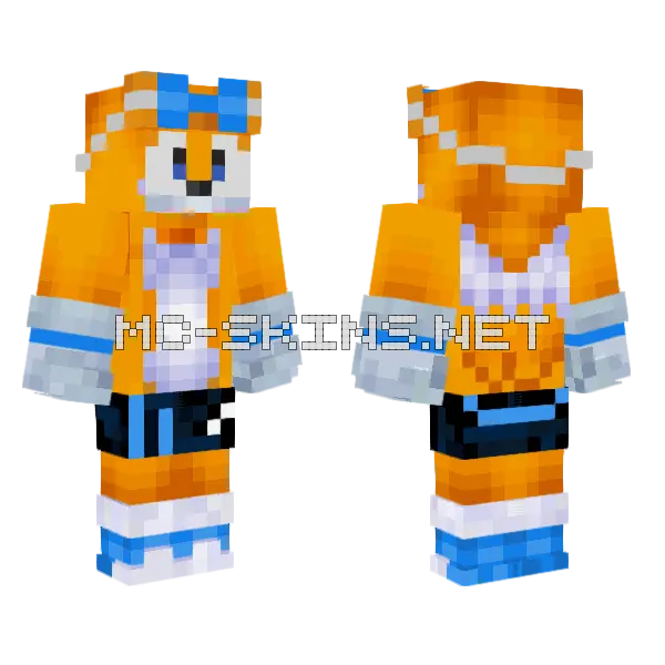 Tails The Fox Minecraft skin, front and back