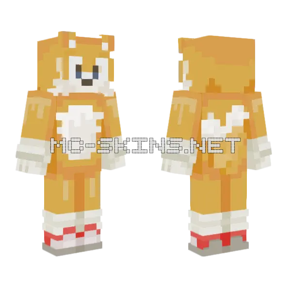 Tails The Fox Minecraft skin, front and back