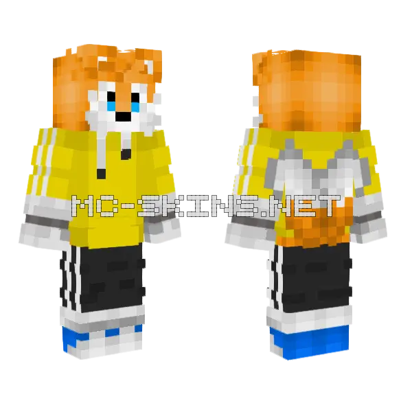 Tails The Fox Minecraft skin, front and back