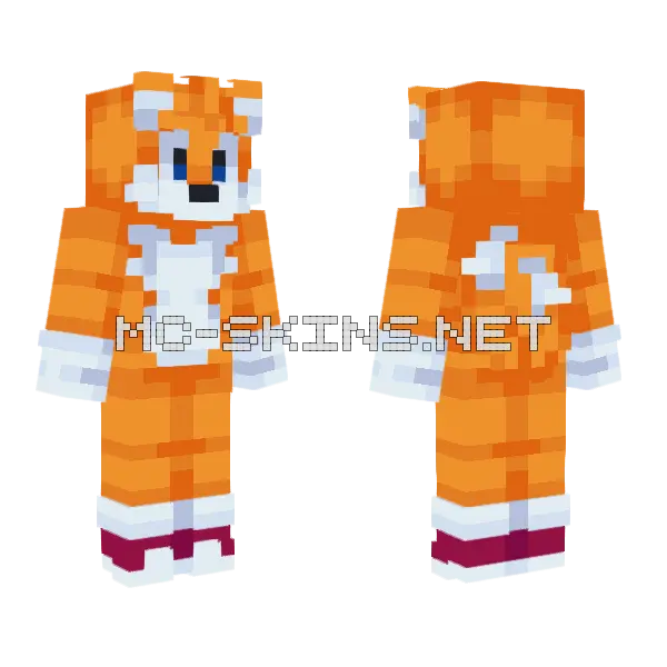 Tails The Fox Minecraft skin, front and back