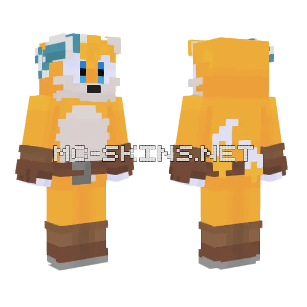 Tails The Fox Sonic Prime Minecraft skin, front and back