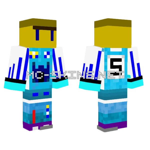 Tarnowfabiann Blue Creature Minecraft skin, front and back