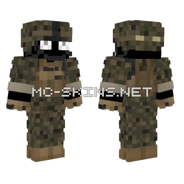 Taskdodger Soldier Minecraft skin, front and back