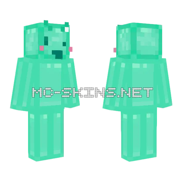 Teal Alien Base Minecraft skin, front and back