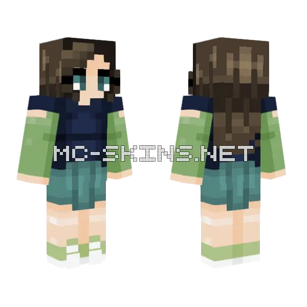 Teal And Navy Outfit Minecraft skin, front and back