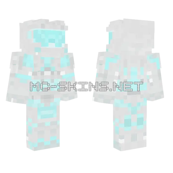 Teal and White Halo Character Minecraft skin, front and back