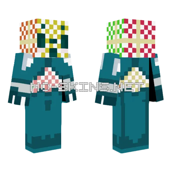 Teal Blocky Armor, front and back