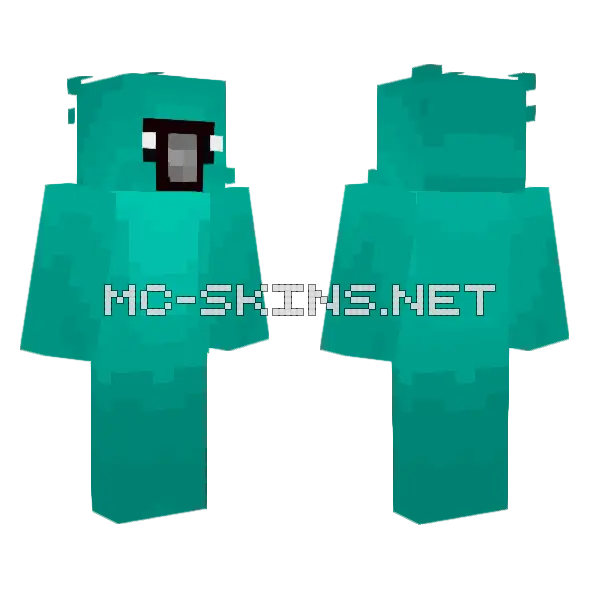 Teal Cardinal Minecraft skin, front and back