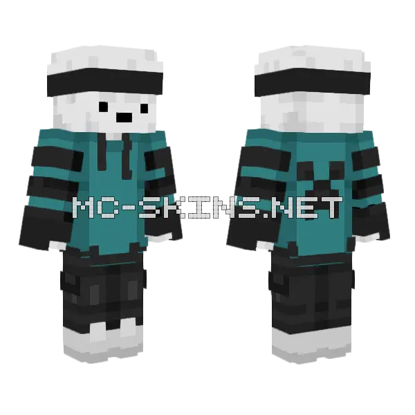 Teal Creeper Suit Minecraft skin, front and back