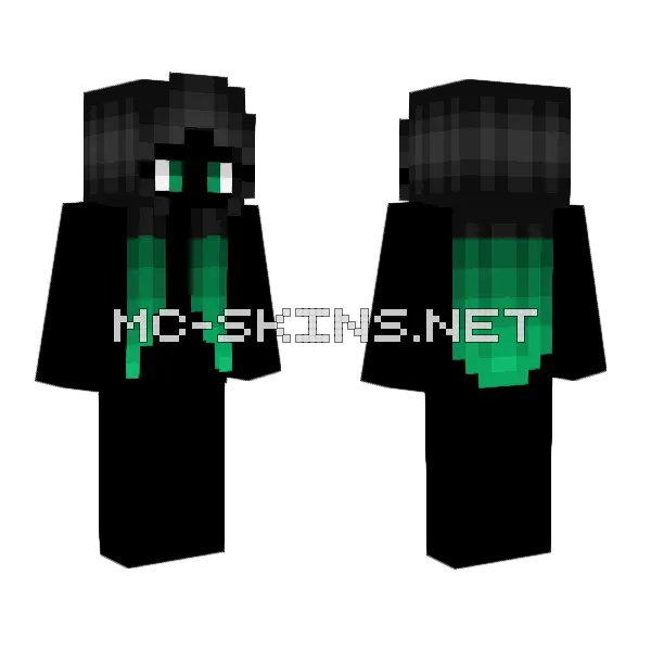 Teal Dye Hair Black Minecraft skin, front and back
