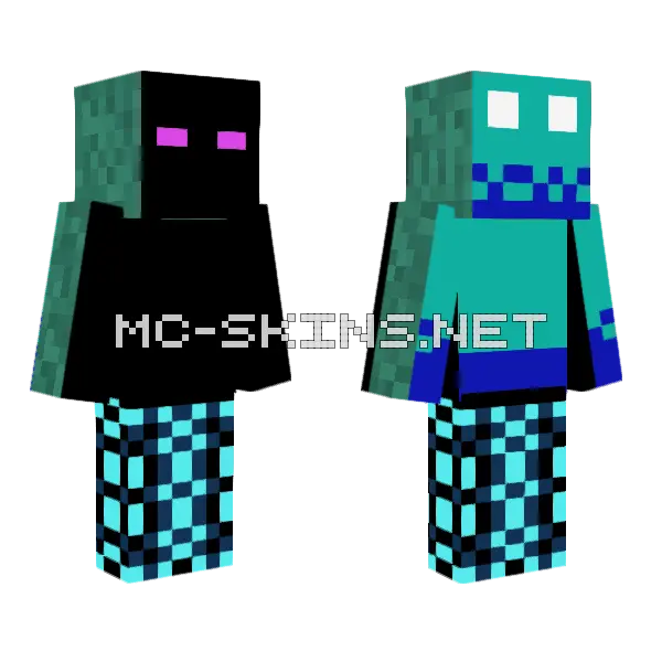 Teal Enderman Suit, front and back