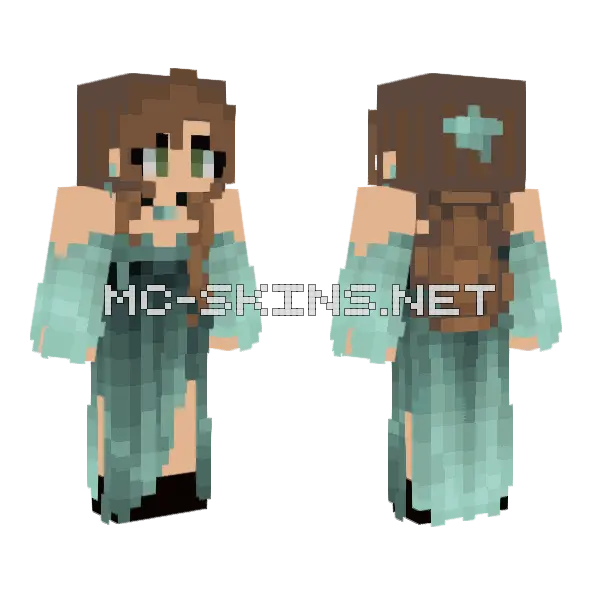 Teal Gown Girl, front and back