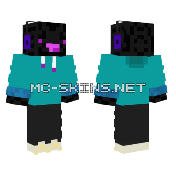 Teal Hoodie Boy Minecraft skin, front and back