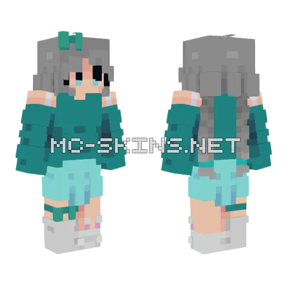 Teal Hoodie Girl, front and back