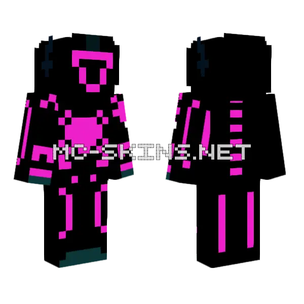 Techno Knight Pink Minecraft skin, front and back