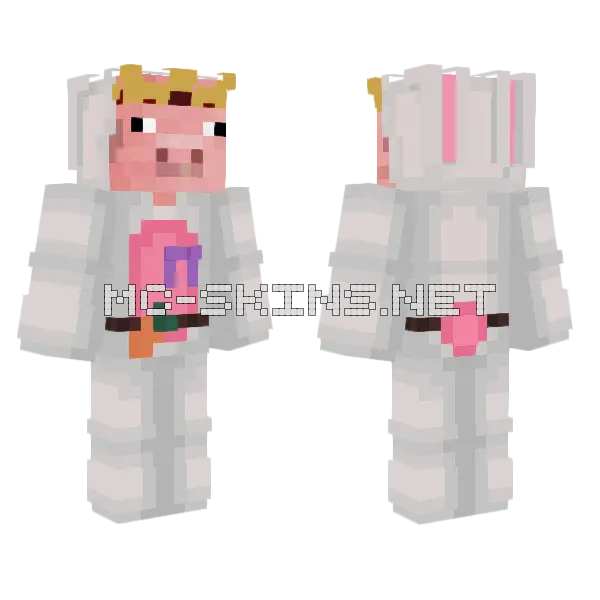 Technoblade Bunny Minecraft skin, front and back