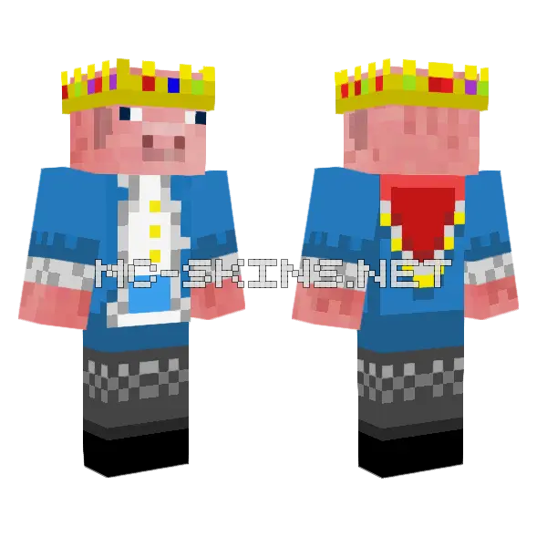 Technoblade Pig King Minecraft skin, front and back
