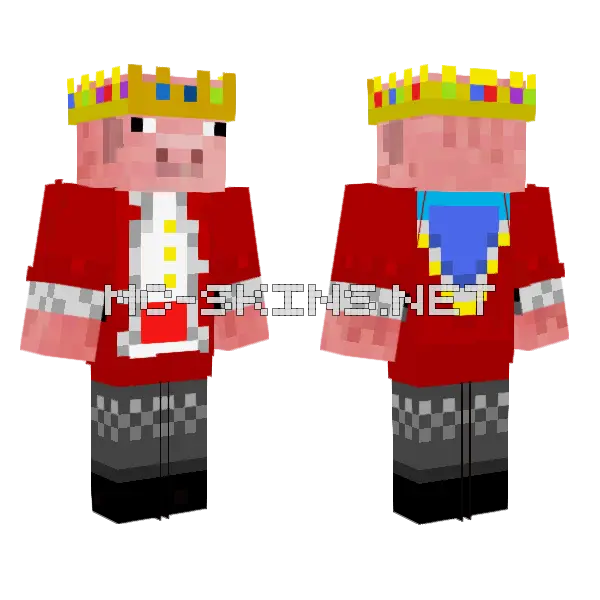 Technoblade Pig King Minecraft skin, front and back