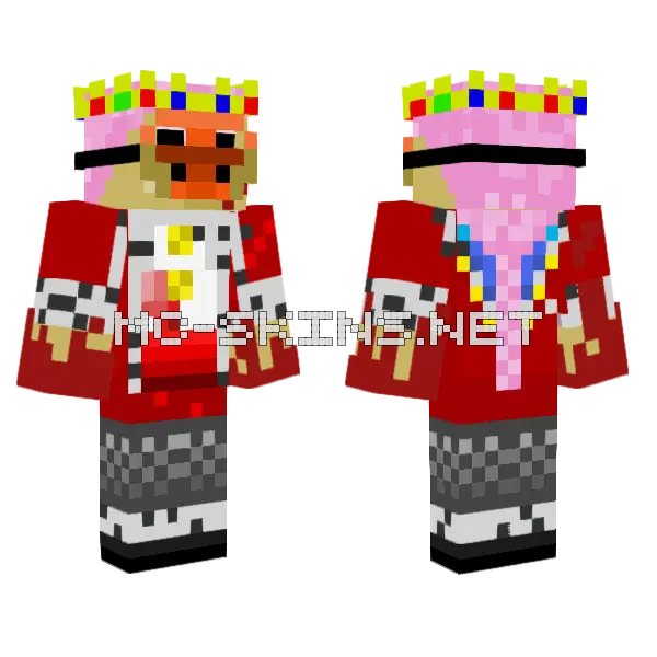 Technoblade Pig Mask Edition Minecraft skin, front and back