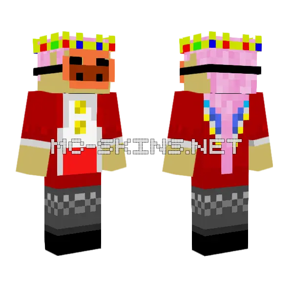 Technoblade Pig Mask Edition Minecraft skin, front and back