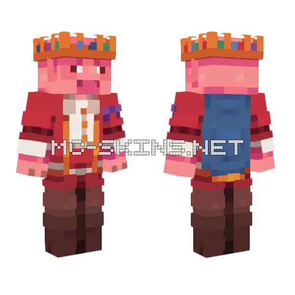 Technoblade Pig Skin Minecraft skin, front and back