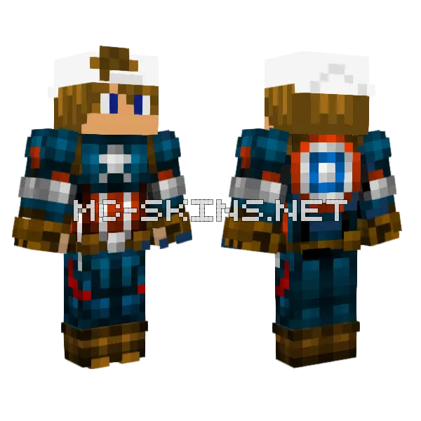 Teen Captain America Minecraft skin, front and back