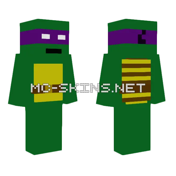 Teenage Mutant Ninja Turtle Donie Minecraft skin, front and back