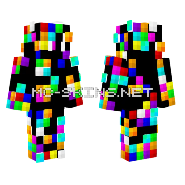 Tessellation Tetris Minecraft skin, front and back