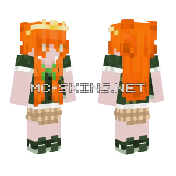 Texial Orange Hair Girl Minecraft skin, front and back