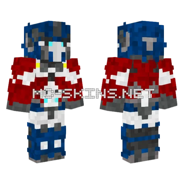 TFP Optimus Prime Minecraft skin, front and back