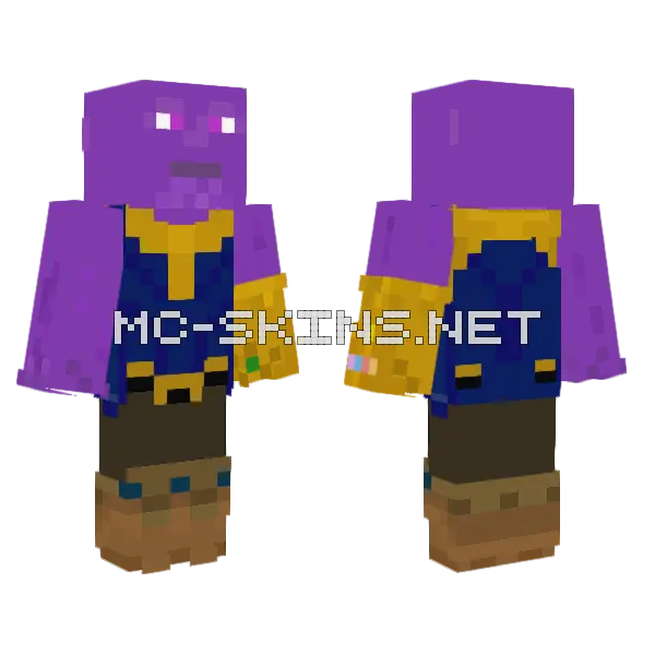 Thanos MCU Gauntlet Minecraft skin, front and back