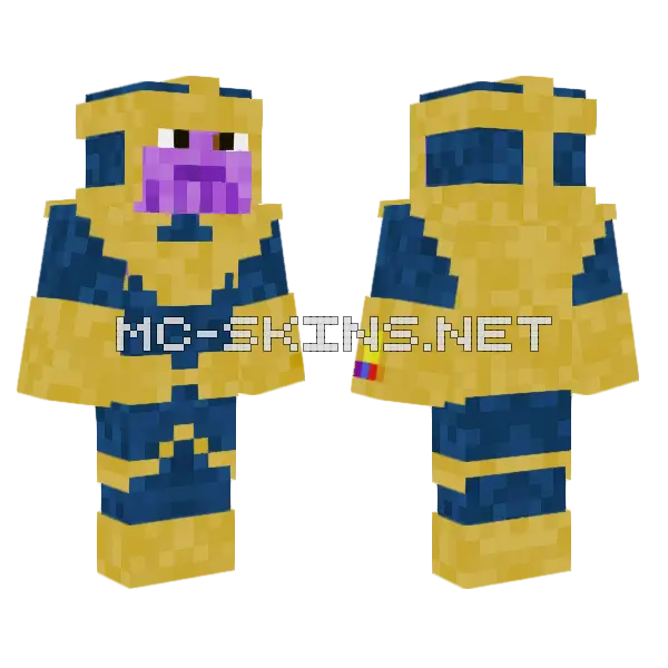 Thanos Without Glove Minecraft skin, front and back