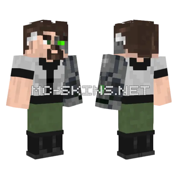 Thatalienguy Cyborg Minecraft skin, front and back