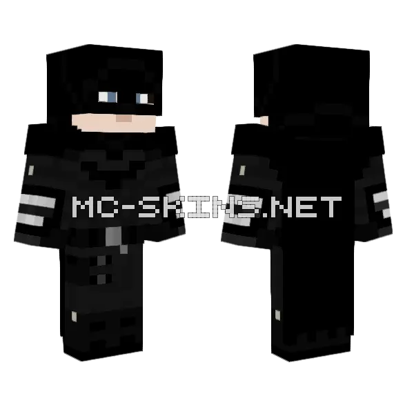 The Batman 2022 Minecraft skin, front and back