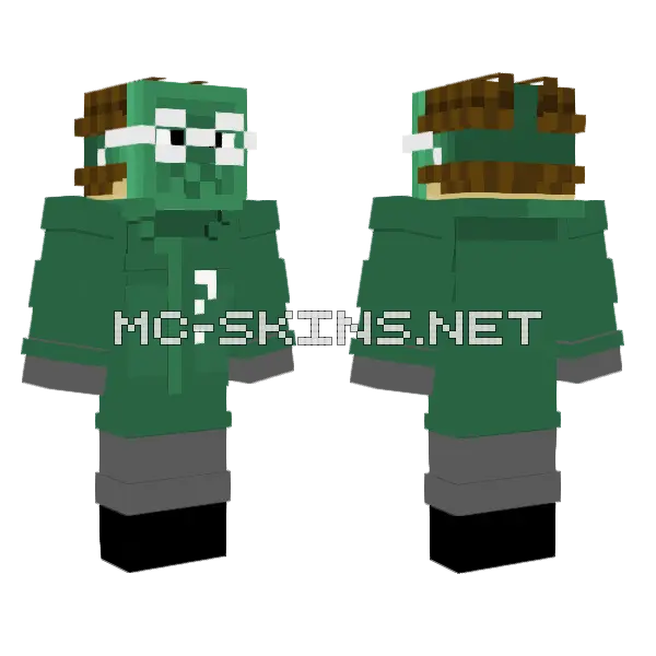 The Batman Riddler Minecraft skin, front and back
