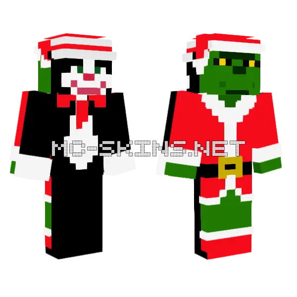 The Cat And The Grinch Minecraft skin, front and back