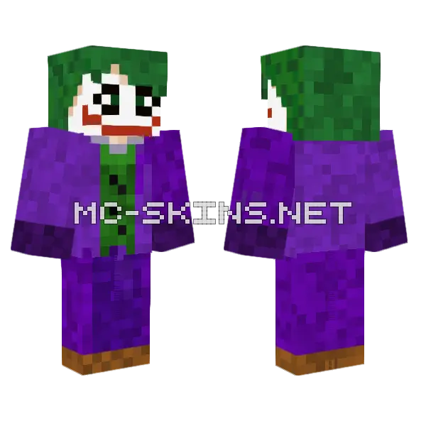 The Dark Knight Joker Minecraft skin, front and back
