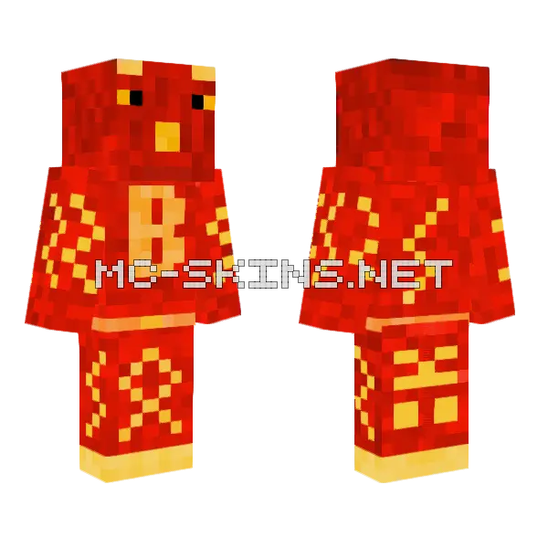 The Flash Pigeon Phinx Minecraft skin, front and back