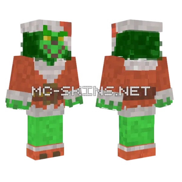 The Grinch Minecraft skin, front and back