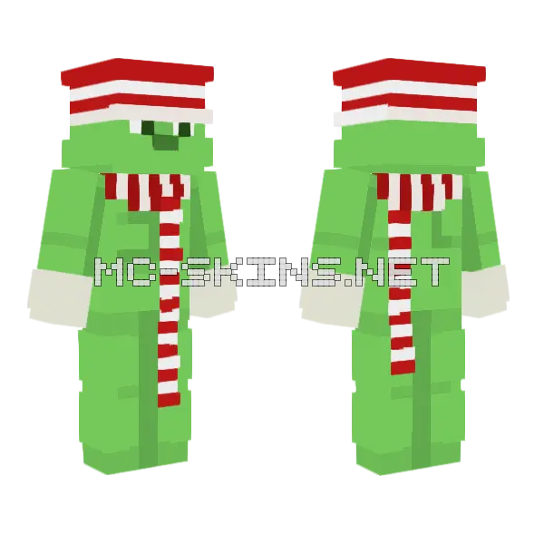 The Grinch With Hat Minecraft skin, front and back