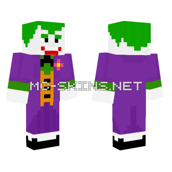 The Joker Minecraft skin, front and back