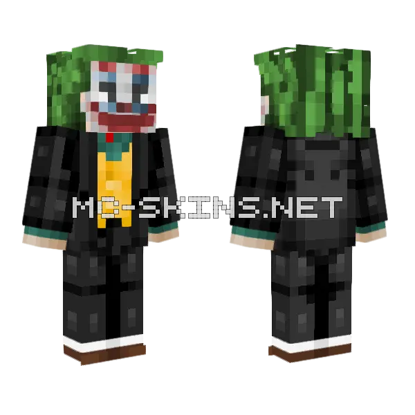 The Joker Black Suit Minecraft skin, front and back