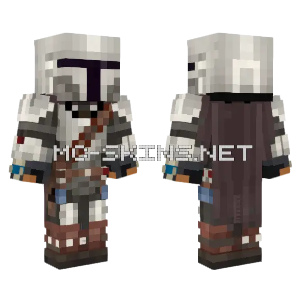 The Mandalorian Minecraft skin, front and back