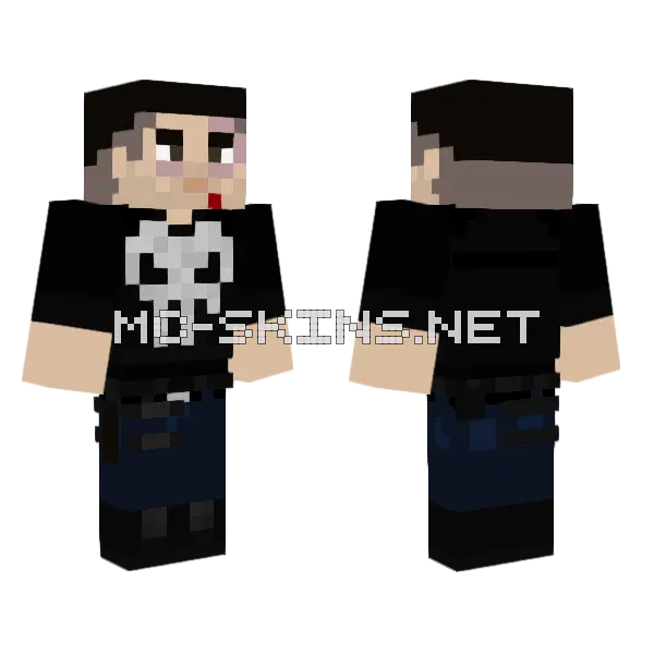 The Punisher Minecraft skin, front and back